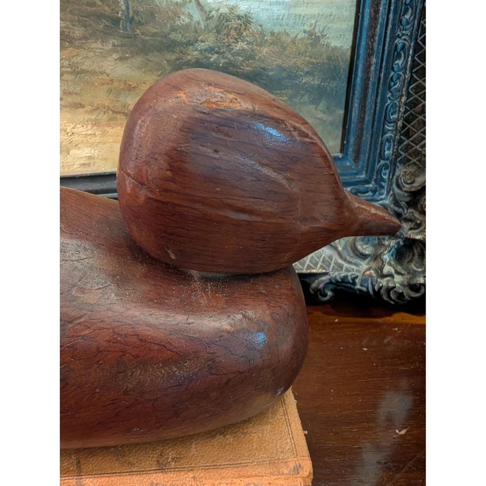 Vintage Hand Carved Solid Wood Duck Decoy Rustic Primitive Cabin Decor 15x4 - Picture 9 of 12
